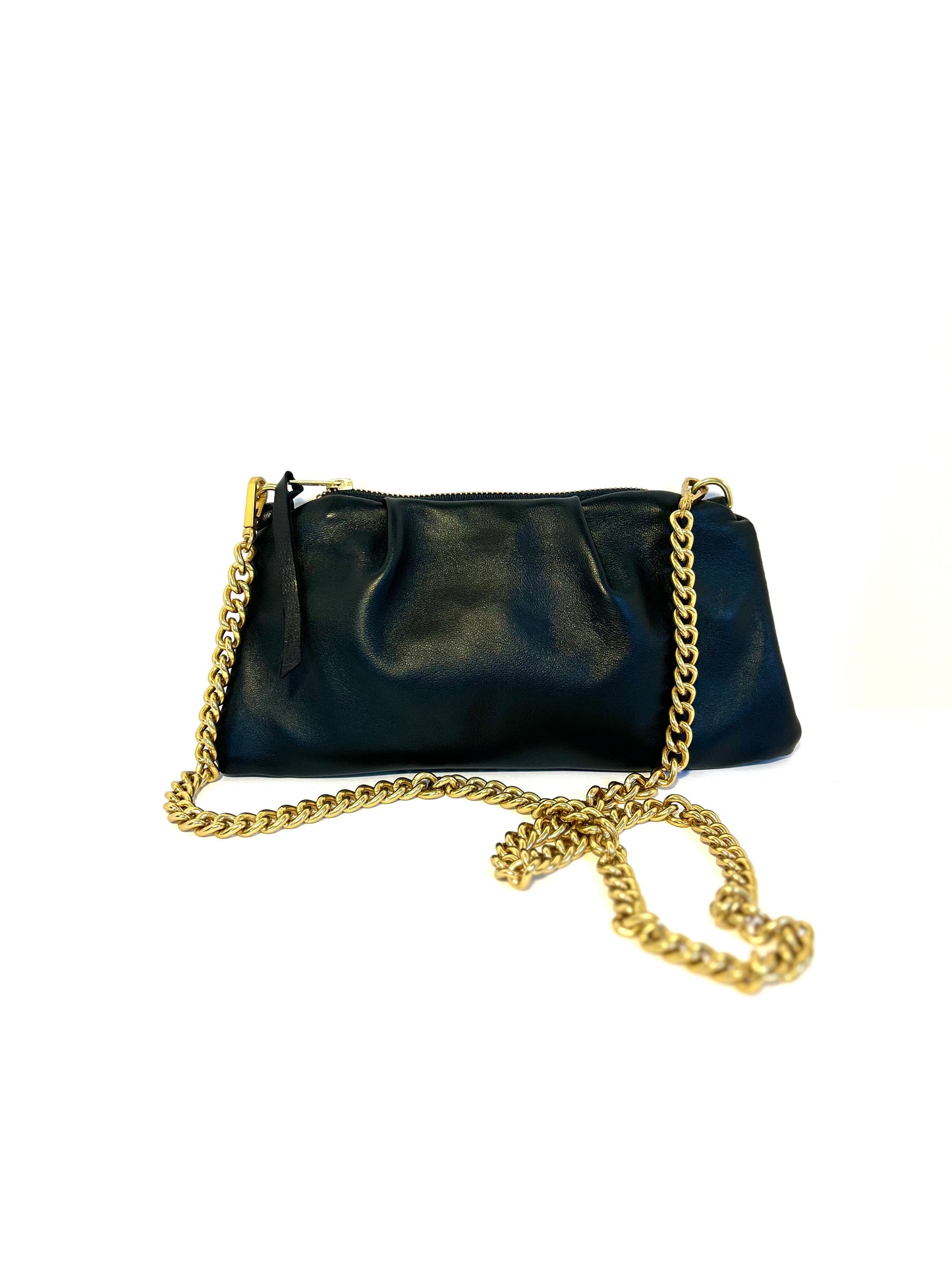 Stay  Leather in Black - Small Shoulder Bag